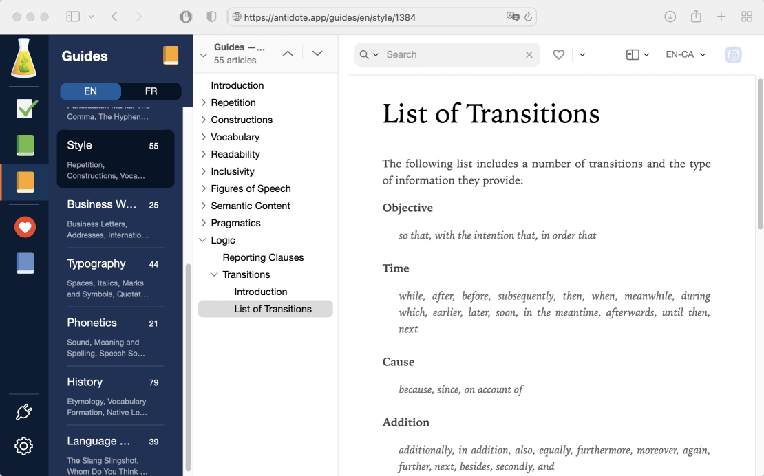 Antidote Web’s style guide