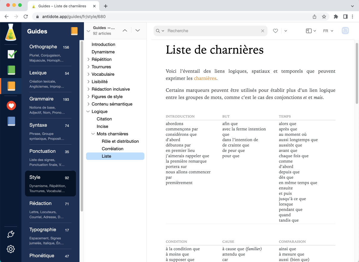 Guide de style d’Antidote Web